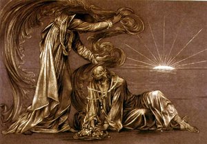 Earthbound için tamamlanmış çalışma, c.1897 (tebeşir) (bkz. 27982) by Evelyn De Morgan