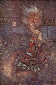 Raiko, Oyeyama'nın cinini öldürür, F. Hadland Davis'in 'Japonya'nın Efsaneleri ve Efsaneleri'nden bir çizim by Evelyn Paul