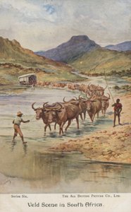 Sığır süren çiftçiler, Güney Afrika (renkli taş)