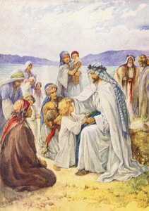 İsa Çocukları Kutsuyor (renkli taş baskı) by Evelyn Stuart Hardy
