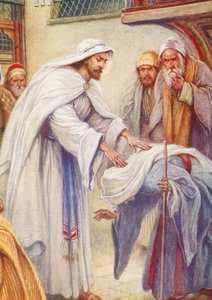 İsa ve Sırtı Bükülmüş Kadın (renkli taş baskı)