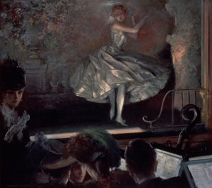 Sahne Işıkları Önünde Beyazlı Dansçı by Everett Shinn