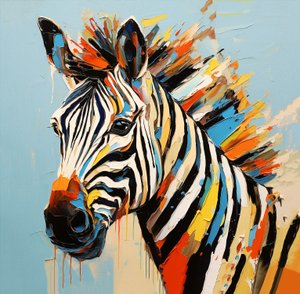 Soyut savan hayvanı zebra portresi, tam renkli resim, Duvar Sanatı | Kanvas Tablolar