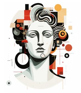 Apollo#39;nun kübizm picasso tarzında soyut kafası, duvar tablosu by F. Abderrahim