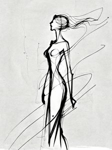 Kız silueti çizimi, minimalist duvar sanatı baskıları, oda dekorasyonu by F. Abderrahim