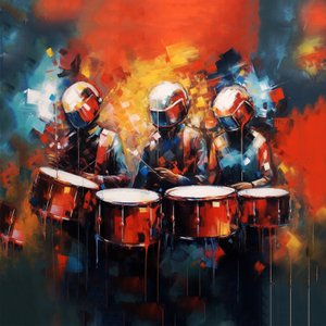 Davul çalan bir grup müzisyen davulcu, rock müzik, Yazdırılabilir dijital Sanat by F. Abderrahim