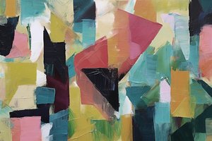 Minimalist geometrik soyut yağlı boya tablo, online kanvas baskılar by F. Abderrahim