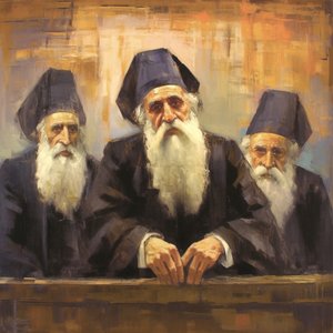 Din Adamlarının Din Büyüklerinin Portre Tablosu, kanvas tablo baskı by F. Abderrahim