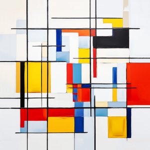 soyut Piet Mondrian resim stili, oturma odası duvar dekorasyonu fikri by F. Abderrahim