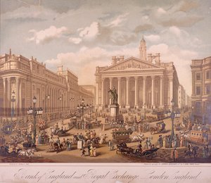 İngiltere Bankası ve Kraliyet Borsası, Londra, c1860 by F Appel