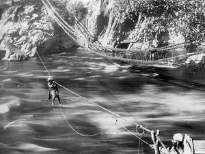 Halat köprüsü, Jhelum Vadisi, Keşmir, Hindistan, c1900.