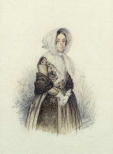 Beyaz Eldivenli Boneli Genç Bir Hanımın Portresi, 1840 (kağıt üzerinde wc ve kurşun kalem)