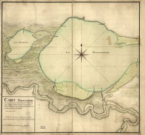 Vahşi köyden Detour aux Angloix'in aşağısına kadar St. Louis nehrinin akışının, Pontchartrain ve Maurepas göllerinin ve burada biten nehirlerin ve bayouc'un özel haritası by F. Saucier