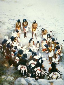 Lenya Töreni, Walpi Pueblo, c.1900 (renkli taş) by F. Seth