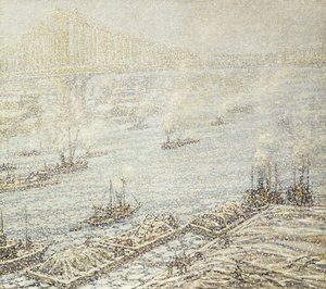 East River, New York, Kış, 1915 dolayları (tuval üzerine yağlı boya) by F. Usher de Voll
