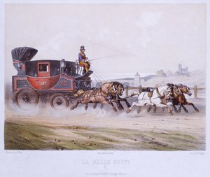 Posta Arabası, Charles Bargue (1826-83) tarafından kazınmış by F. after Fort