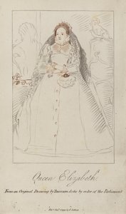 Kraliçe I. Elizabeth (renkli gravür) by Federico (after) Zuccari or Zuccaro