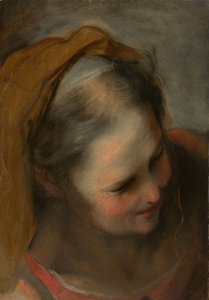 Sağ Aşağıya Bakan Yaşlı Bir Kadının Başı by Federico Barocci