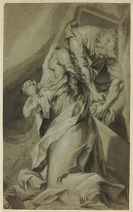 Diz çökmüş Magdalene ve Mezar Görevlisi by Federico Barocci