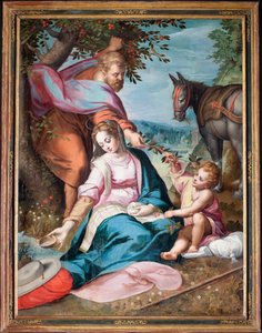Parish müzesi. Tablo. Kutsal Aile Mısır'a uçarken dinlenirken. Tuval üzerine yağlıboya. F. Barocci by Federico Fiori Barocci or Baroccio