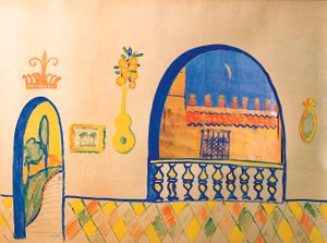 Guignol tiyatrosunun dekoru için Federico Garcia Lorca