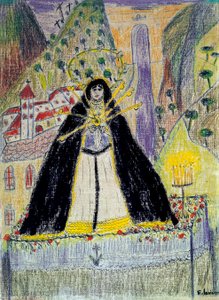 "Yedi hançerli bakire" için çizim (Virgen de los siete dolores), 20. yüzyıl