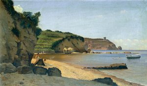 Güney marina, Federico Rossano (1835-1912), tuval üzerine yağlı boya, 34x59 cm.