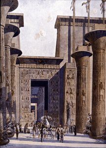 Amon Tapınağı'nın Yeniden İnşası. Çizim F. Hoffebauer tarafından yapılmıştır. 19. yüzyıl. by Fedor (1839 1922) Hoffbauer