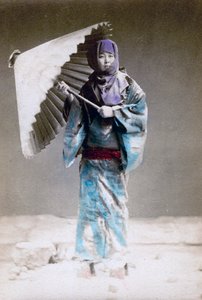 Museme, kış kostümlü kadın, Japonya, 1882 by Felice Beato