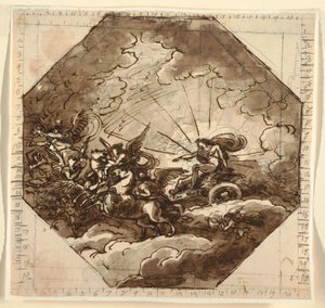 Aurora, Ottogonale Odası, Palazzo Milzetti, Faenza ile Arabasında Apollo by Felice Giani