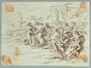 Dans Eden Figürlerin Çemberi ile Bacchanalian Sahnesi by Felice Giani
