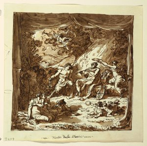 Sahne Perdesi Tasarımı: Apollo ve Marsyas, Palazzo Conti-Sinibaldi, Faenza by Felice Giani