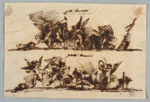 Putti ile İki Friz için Tasarım by Felice Giani
