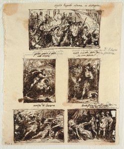 Roma Surlarında Coriolanus Dahil Çeşitli Dekorasyonlar İçin Tasarım by Felice Giani