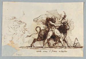 Herkül, Bull Achelous'tan Horn'u canlandırıyor by Felice Giani