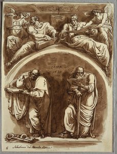 Aziz Peter ve Paul, Matta ve Peygamber İşaya ile Lunette, Sebastiano del Piombo'dan sonra çalışma by Felice Giani