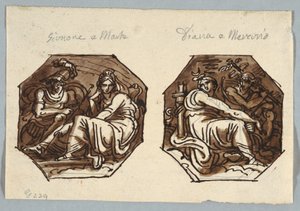 Mars ve Juno; Merkür ve Diana Diyagonal Kompozisyonda by Felice Giani