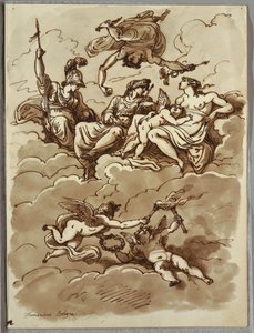 Bulutlarda Minerva, Merkür, Juno ve Venüs, Marcantonio Franceschini'den Sonra Çalışma