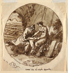 Numa Pompilius ve Egeria, Numa Pompilius Salonu, Palazzo Milzetti, Faenza by Felice Giani