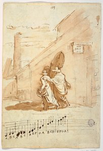 Recto: Albergo Della Pace Önünde Üç Müzisyen, 1810 by Felice Giani