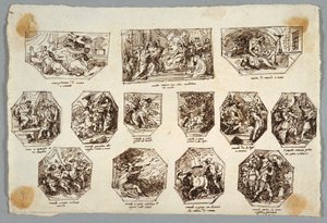 Romulus ve Remus, Sala delle Origini di Roma, Faenza için On Üç Tablo by Felice Giani