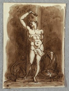 Aziz Sebastian, Enthroned Bakire ile Polyptich Detayı, Dosso Dossi