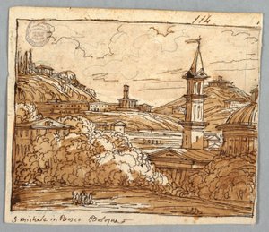 Sketchbook Sayfası, Folio 57: Bosco, Bologna'da Michele'den sonra çalışma; Verso, Mimari Detaylar by Felice Giani