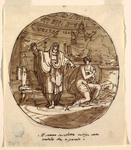 Baş Rahip Vesta Bakiresini Cezalandırıyor, Numa Pompilius Salonu, Palazzo Milzetti, Faenza by Felice Giani