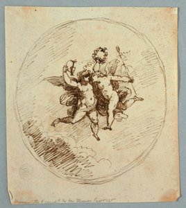 Dionysos Nitelikli İki Uçan Putti by Felice Giani