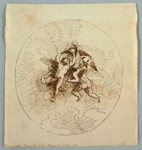 Silahlı İki Uçan Putti by Felice Giani