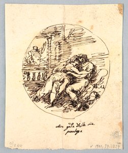 Ulysses ve Penelope Birbirlerini Kucaklarken by Felice Giani