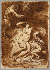 Venüs ve Aşk Tanrısı ve Satyr, Correggio'dan Sonra Çalışma by Felice Giani
