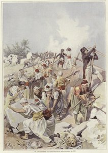 Askerler ve siviller bir barikat kuruyor by Felicien baron de Myrbach Rheinfeld