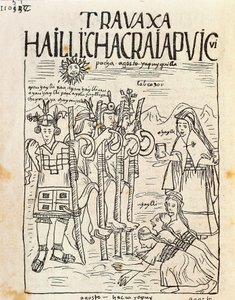 Ağustos ayında tarımsal işlerin başlaması (Mürekkep çizimi by Felipe Huaman Poma de Ayala
